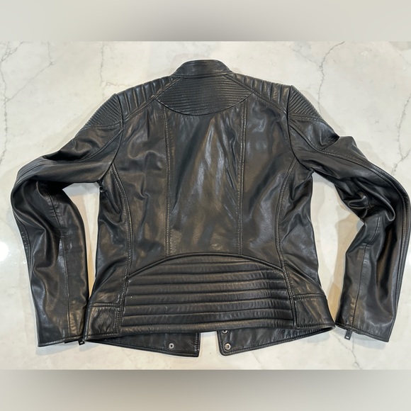 7 for all mankind leather moto jacket black sz S - Picture 2 of 7